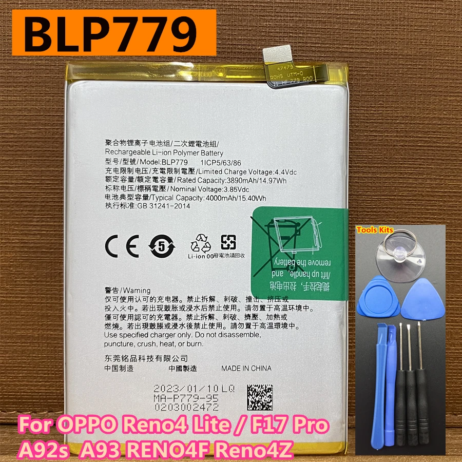 Original 4000mAh BLP779 Battery for OPPO Reno 4 ,Reno 4Z ,Reno4 Lite ,Reno 4F , F17,F17 Pro ,A92s ,A93 2020 ,A73 4G Mobile Phone