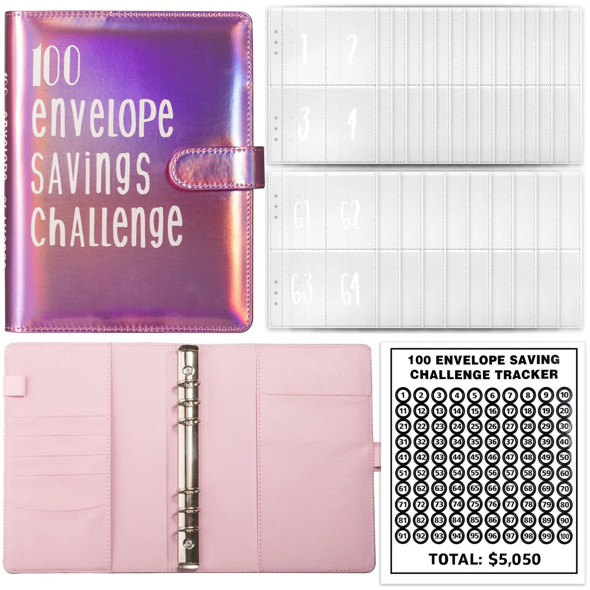 100 Envelopes Money Saving Challenge Budget Binde For Budget Planner  Saving Money - Easy And Fun Way To Save Organizer System