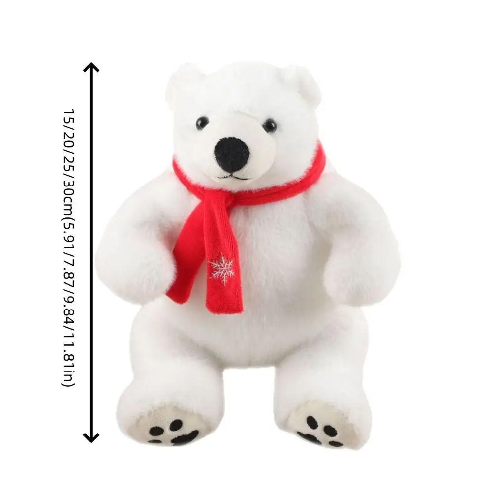 Big Feet Sitting Polar Bear Plush Toy Scarf Round Belly Stuffed Polar Bear Doll Collection Cartoon Animal Plush Doll
