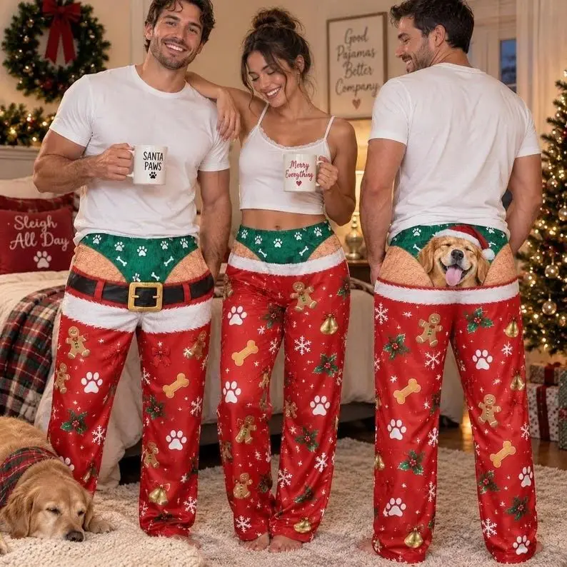 2026 Autumn Funny Christmas 3D Print Pajama Pants for Men  Fake Butt Underwear Graphic Lounge Trousers Family Gathering Gift