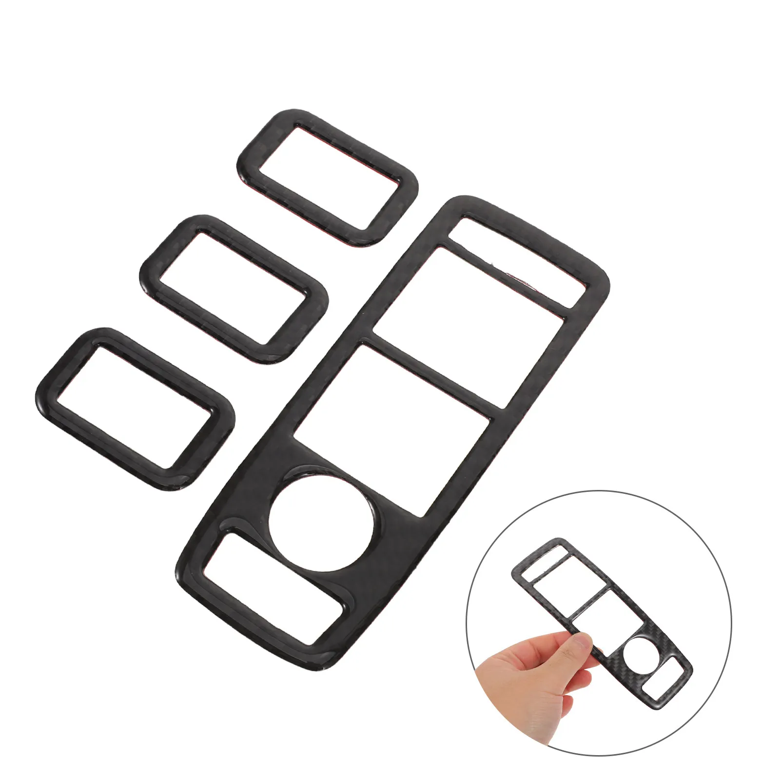 1Set Window Switch Button Trim Sticker Carbon Fiber Epoxy Scratch Resistant Door Window Lift Panel Protective Cover Car Interior