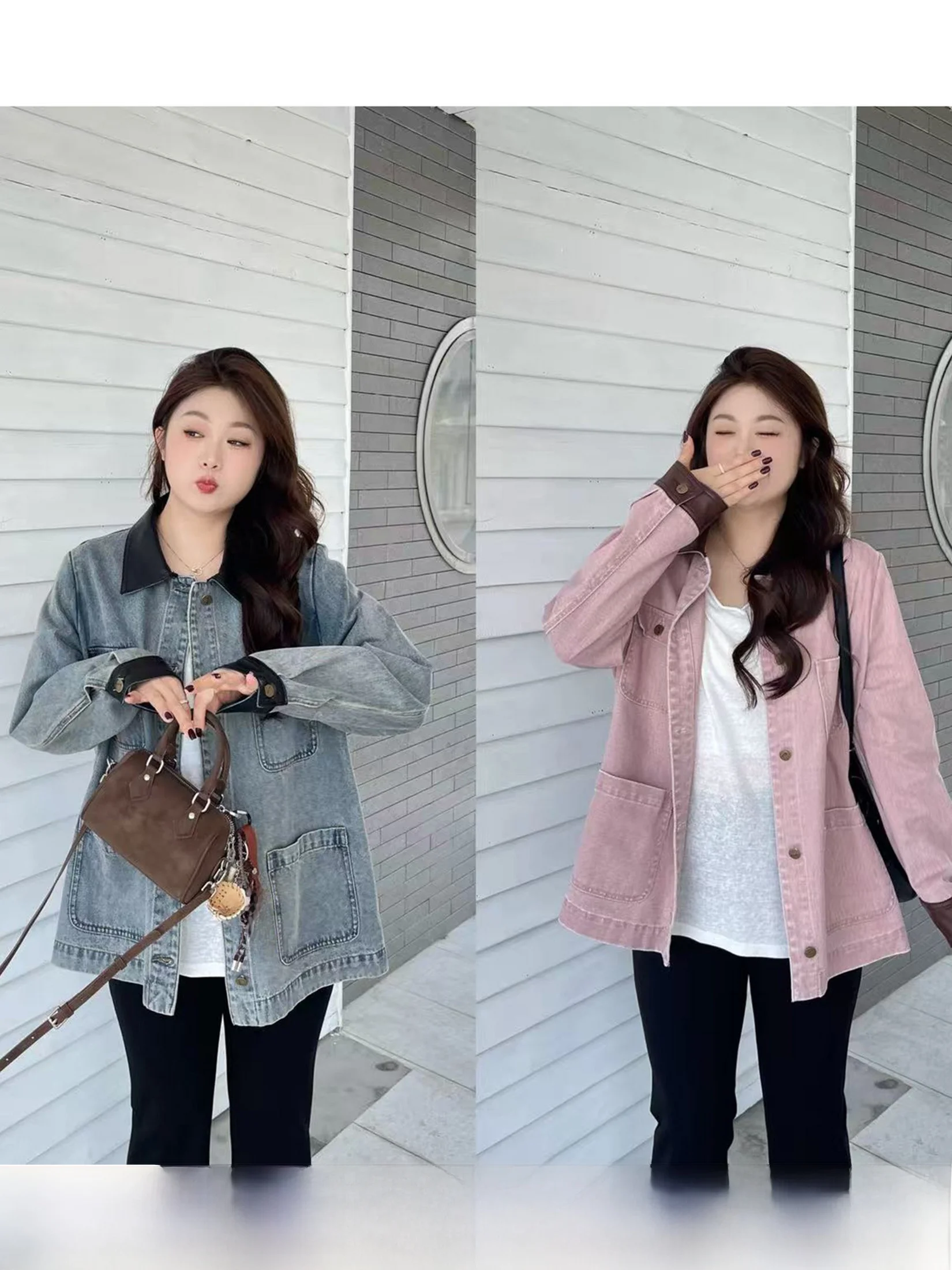 

Color Blo Denim Jaet Women Casual Sle plus Size Slimming Top Retro Autumn Faion Li Xiaoxiao BrandZY507V05