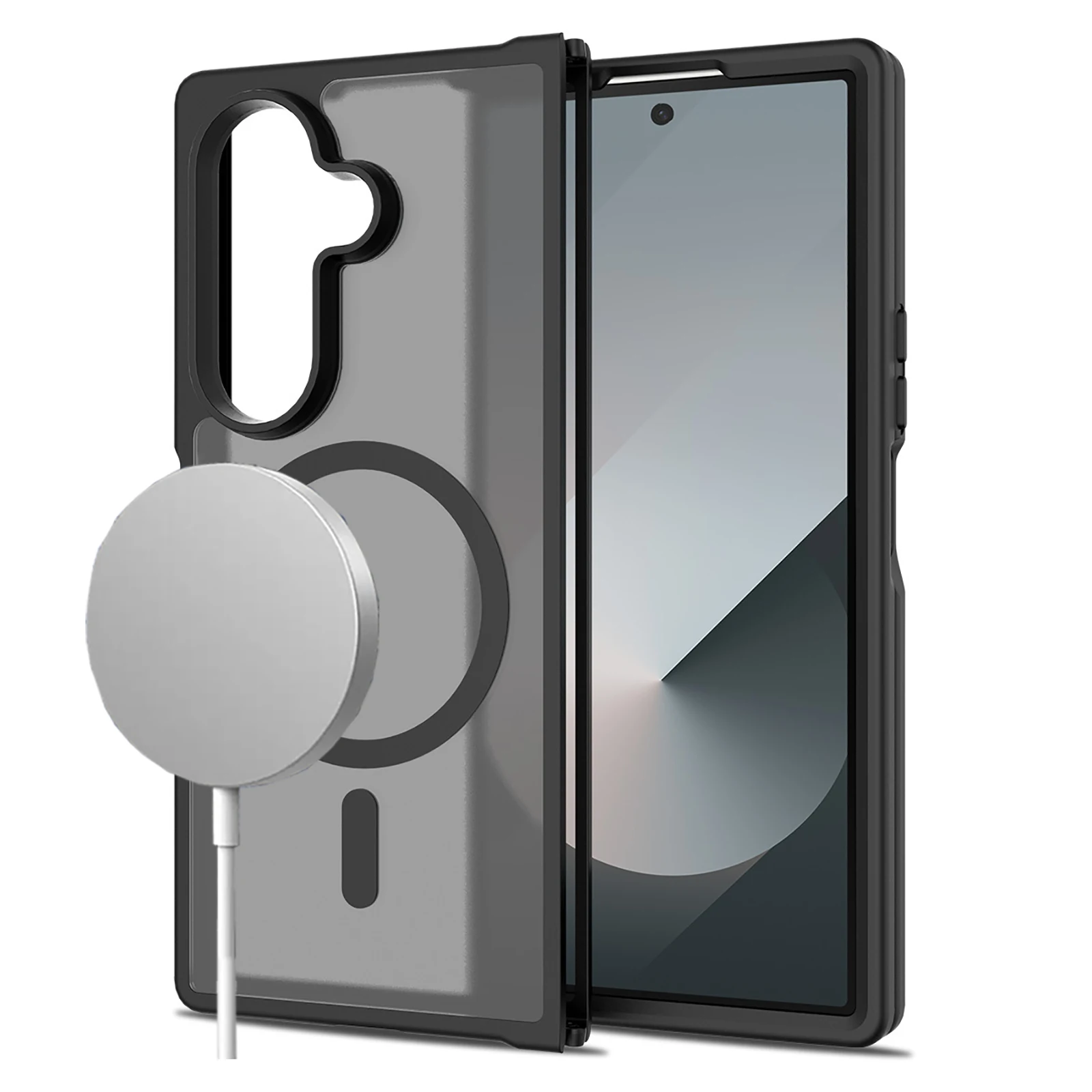 

Чехол для Samsung Galaxy Z Fold 7, магнитная беспроводная зарядка] Матовая приятная для кожи мягкая рамка с защитой от падения, жесткая задняя крышка для ПК