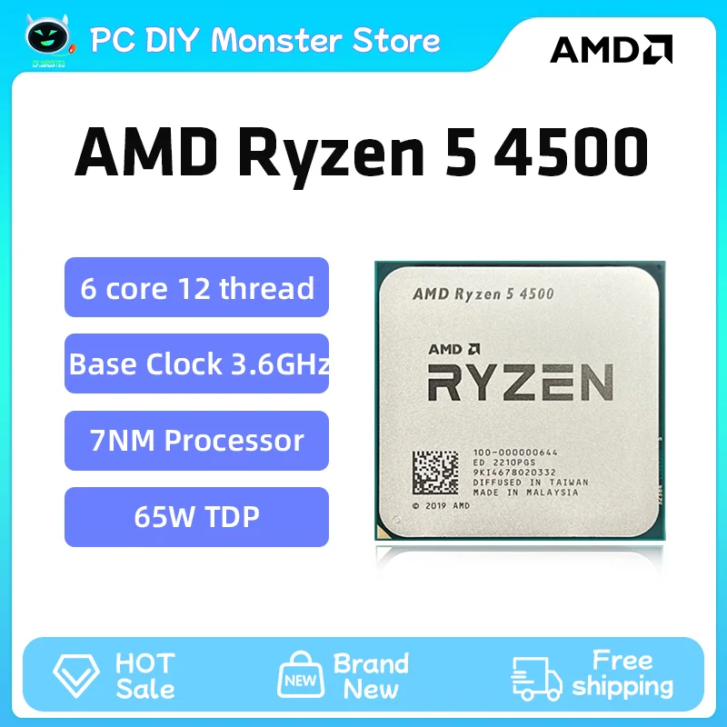 New AMD Ryzen 5 4500 R5 4500 6-Core 3.6 GHz 12-Thread 7NM 65W CPU Gamer CPU Processor Socket AM4 Ryzen процессор 프로세서