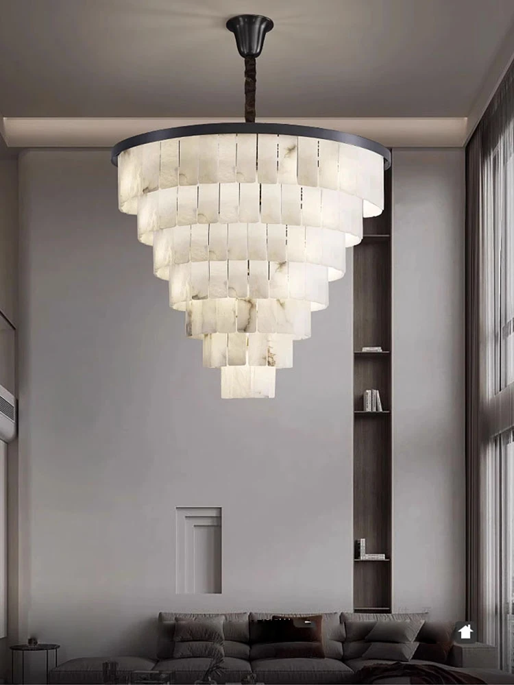 

3-7 Layer Black Silver Marble 2025 Chandelier Hanging Lamp Lustre Alabaster Suspension Luminaire Lampen For Foyer Dinning Room