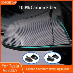 Per Tesla Model 3/Y 2016-2024 copertura dello specchio dell'auto accessori esterni per Auto copertura dello specchietto retrovisore del corno di mucca laterale della porta in fibra di carbonio