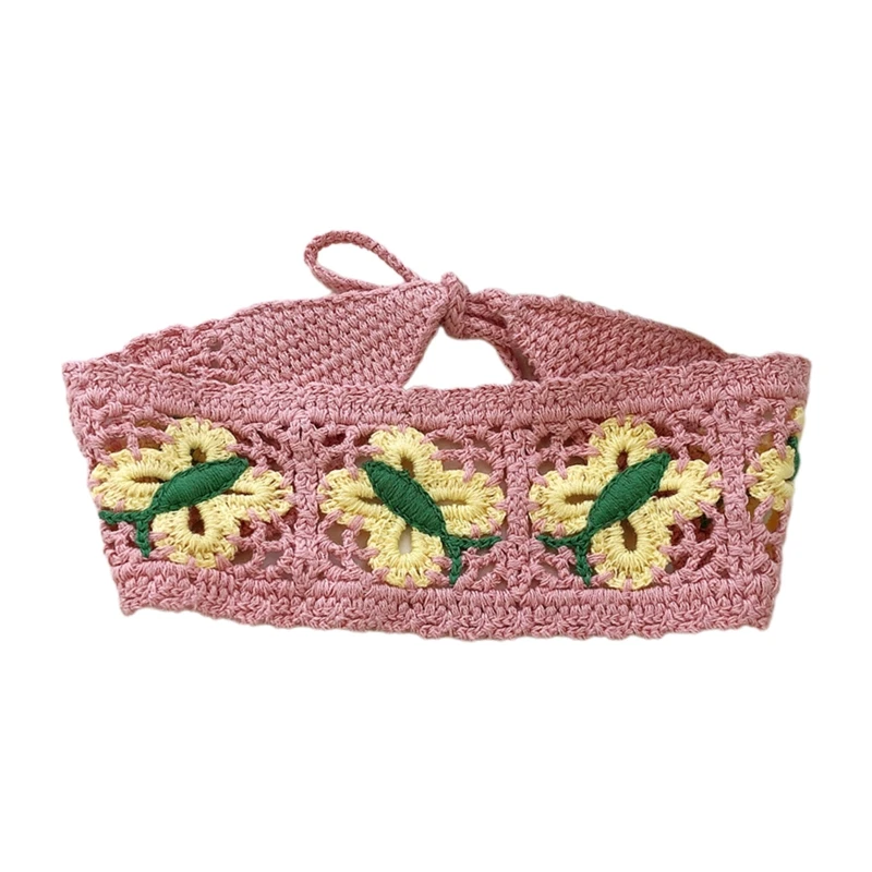 

Sunproof Women Pastoral Bandanas Turban Crochet Hair Scarf Hairband Knitted Headband Elasticity Hair Band Headwrap 57BD