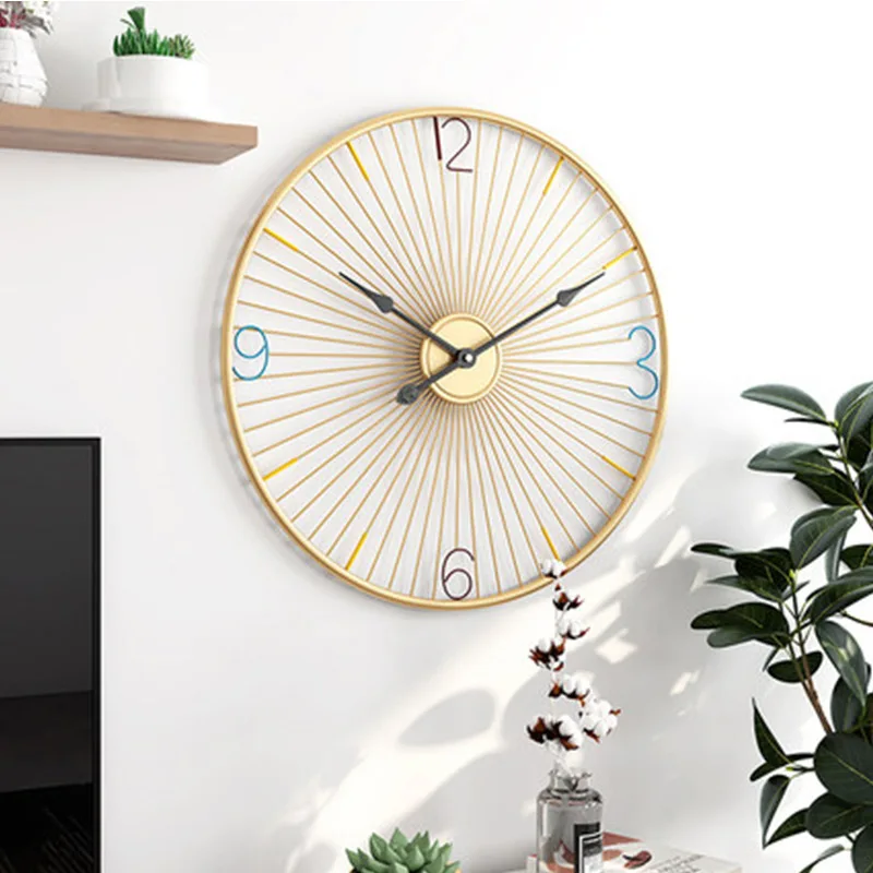 American Wrought Iron Wall Clock, Round, Roman, Silent, Living Room, Large, 3D Decor, Cross-border, Cross-border, Hot Sale