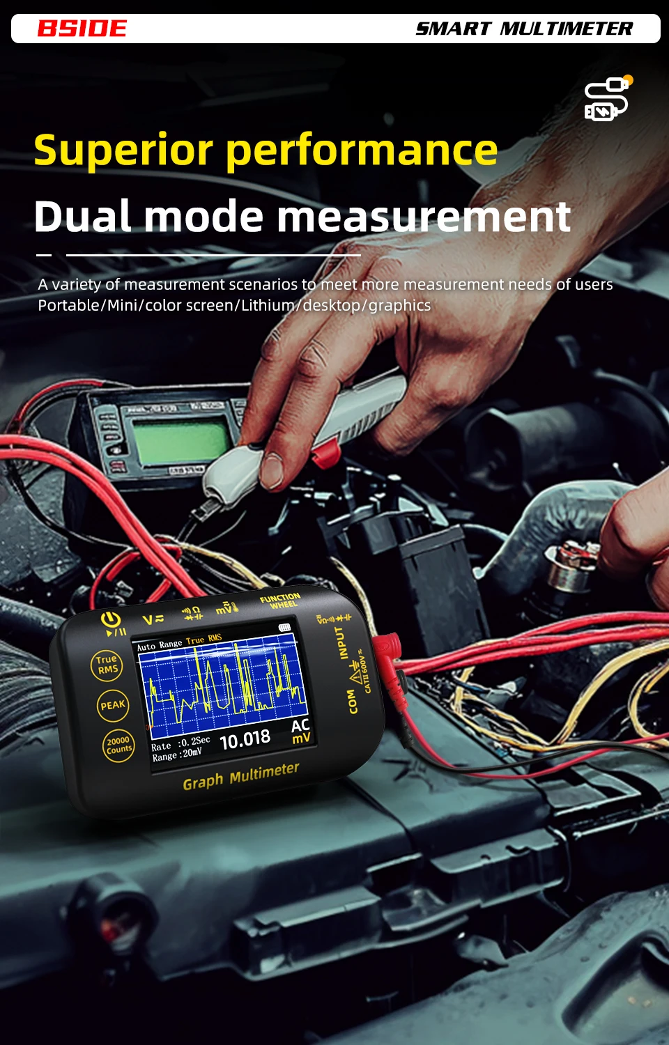 NEW Intelligent Digital Multimeter 20000 Counts Voltage Real-Time Waveform Recording Temperature Test Lithium Battery Voltmeter