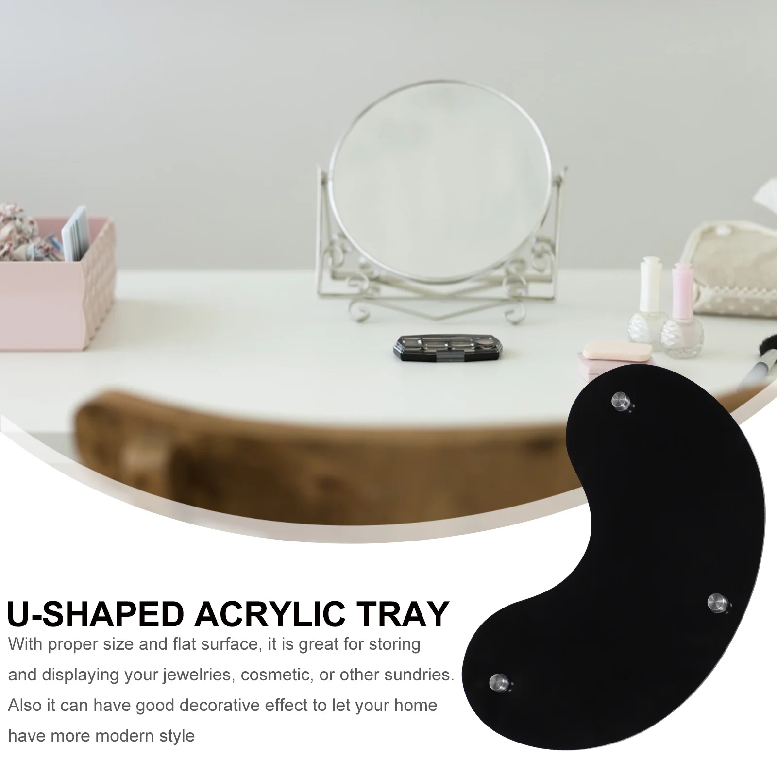 

1pcs Moon-Shaped Tray Acrylic Jewelry Display Tray Lightweight Smooth For Vanity Table Bathroom Storage Sundries