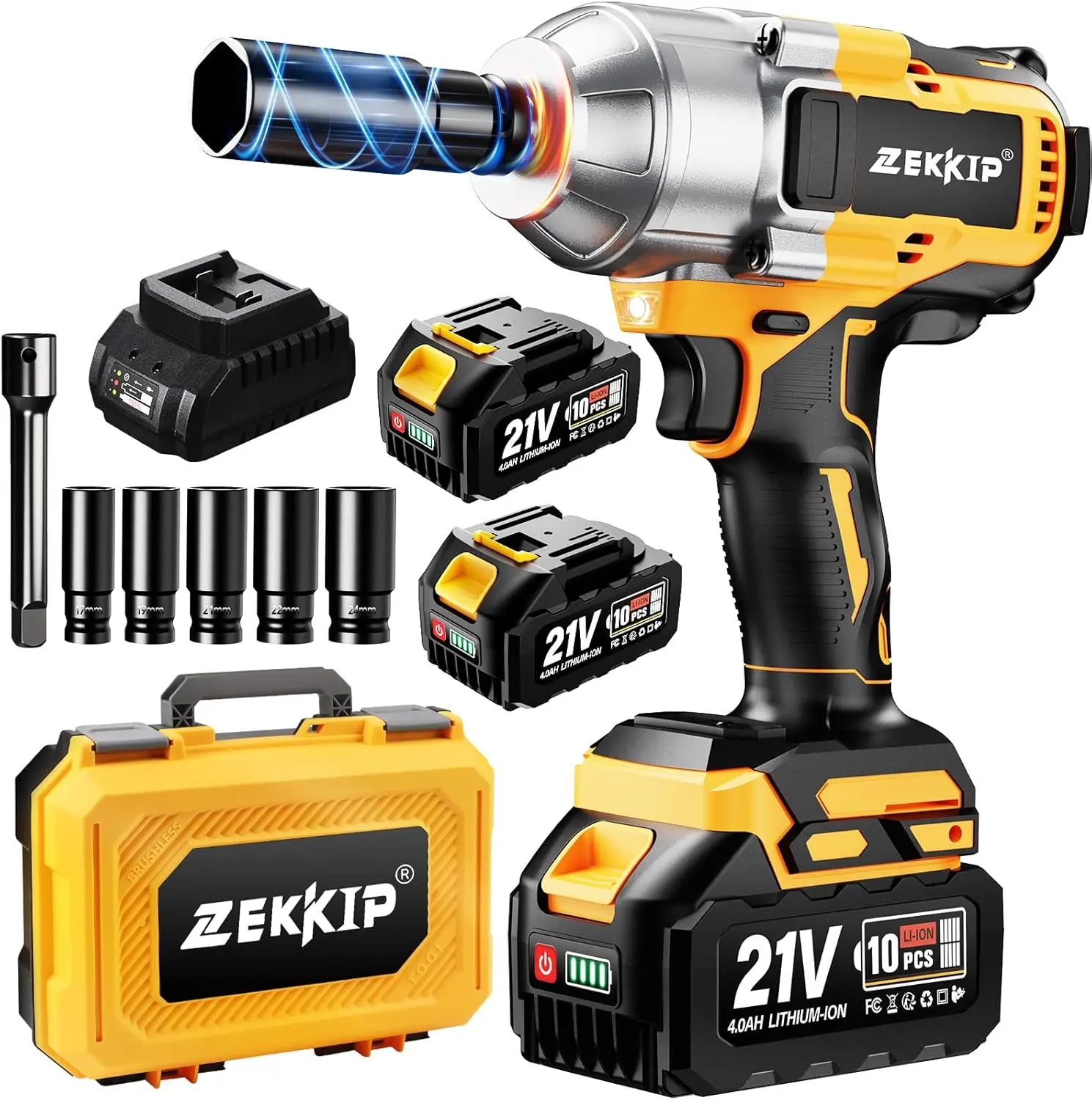 

Беспроводной ударный гайковерт 1/2 дюйма, 1300 Н·м, высокомоментный бесщеточный инструмент, 3500 об/мин, с аккумулятором и зарядным устройством для ремонта автомобилей