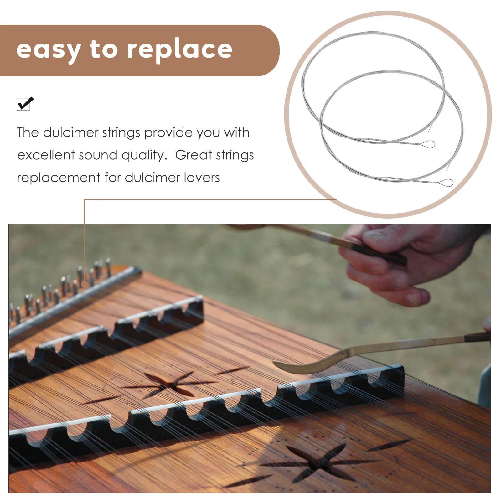 

2 Pcs Dulcimer Yangqin String Replacement Steel Music Instrument Accessories Universal Strings for Violin Bulk Wire Parts