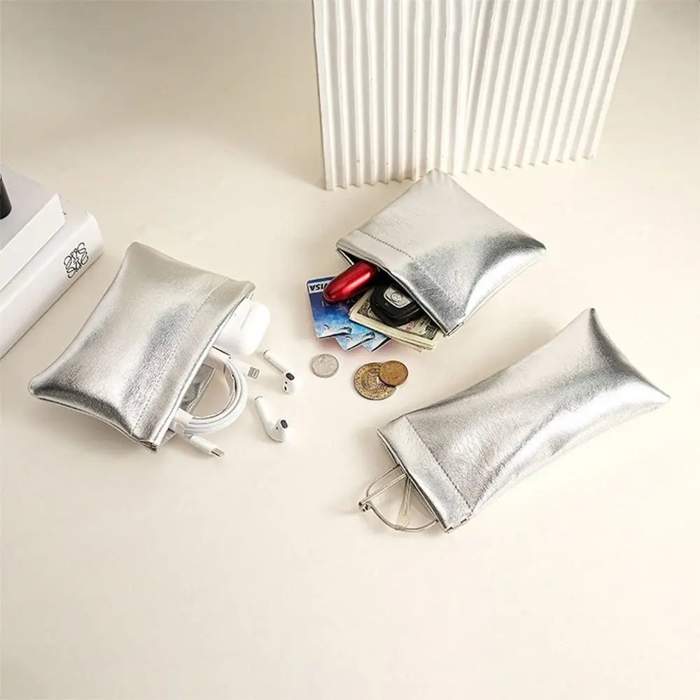 3 أنماط سوبر كول محفظة فضية صغيرة كابل بيانات محمول حقيبة التخزين المفاجئة التلقائي إغلاق السلكية سماعة الحقيبة الرقمية الصغيرة #3