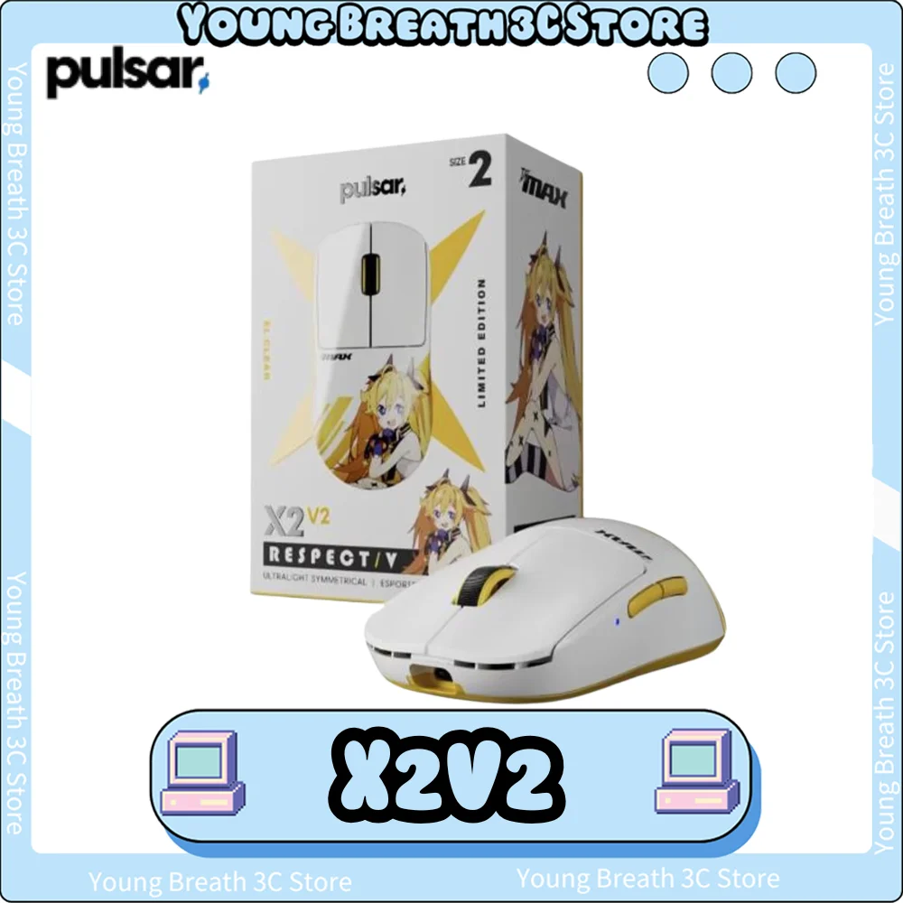 Pulsar DJMAX Respect V X2V2 Medium Mouse Paw3395 Dual Mode Wireless Gaming Mouse Custom 4KHz Lightweight Mice PC Accessories