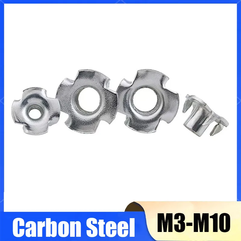 20-30Pcs M3 M4 M5 M6 M8 M10 Zinc Plated Carbon Steel Four Claws Prongs Knock In Wood Captive Nut Insert Nut