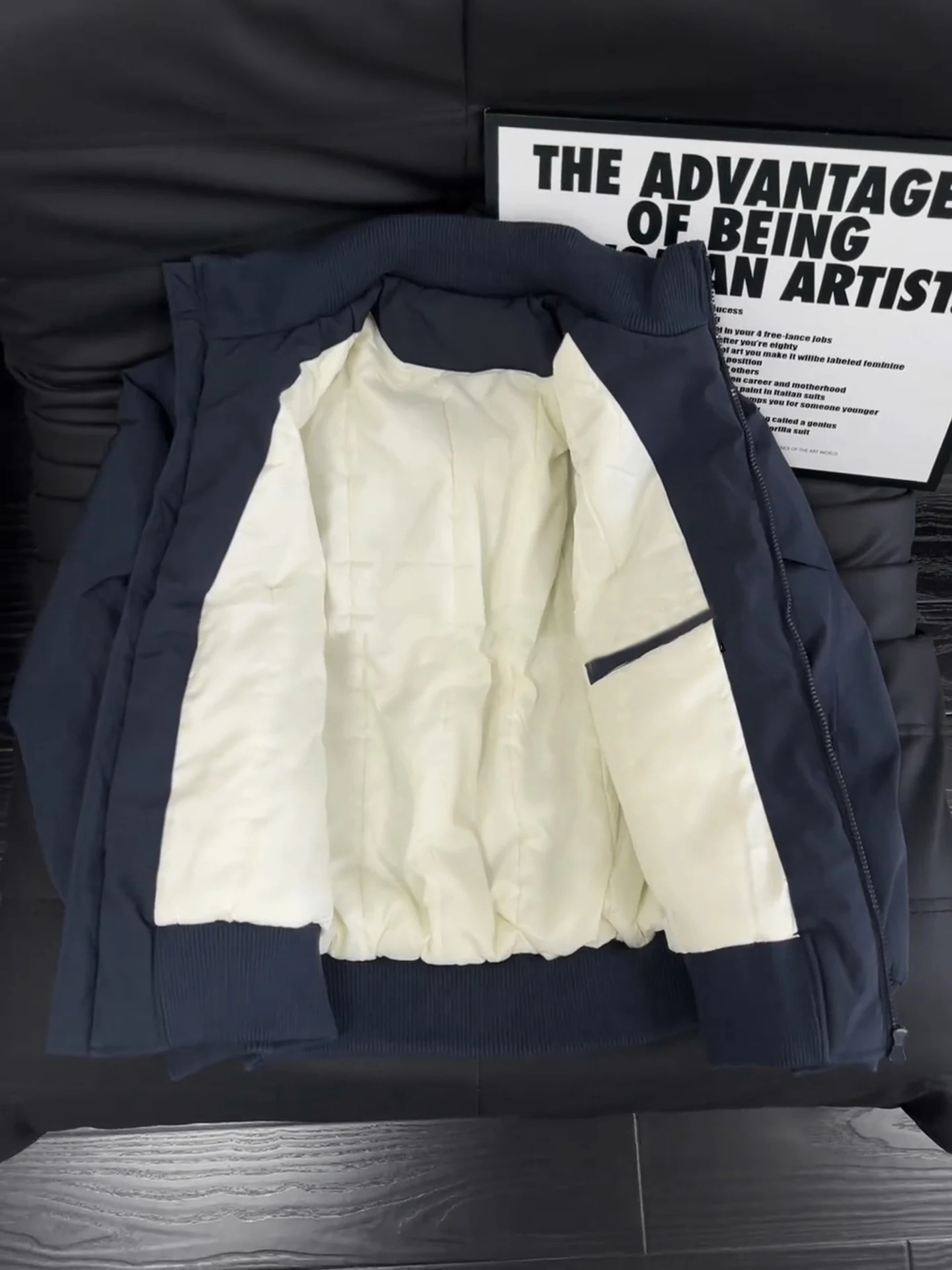 معطف من القطن من Thiened ort American Sle Flight Jaet للرجال للخريف والشتاء الدافئ معطف بياقة واقفة للبيسبول #4