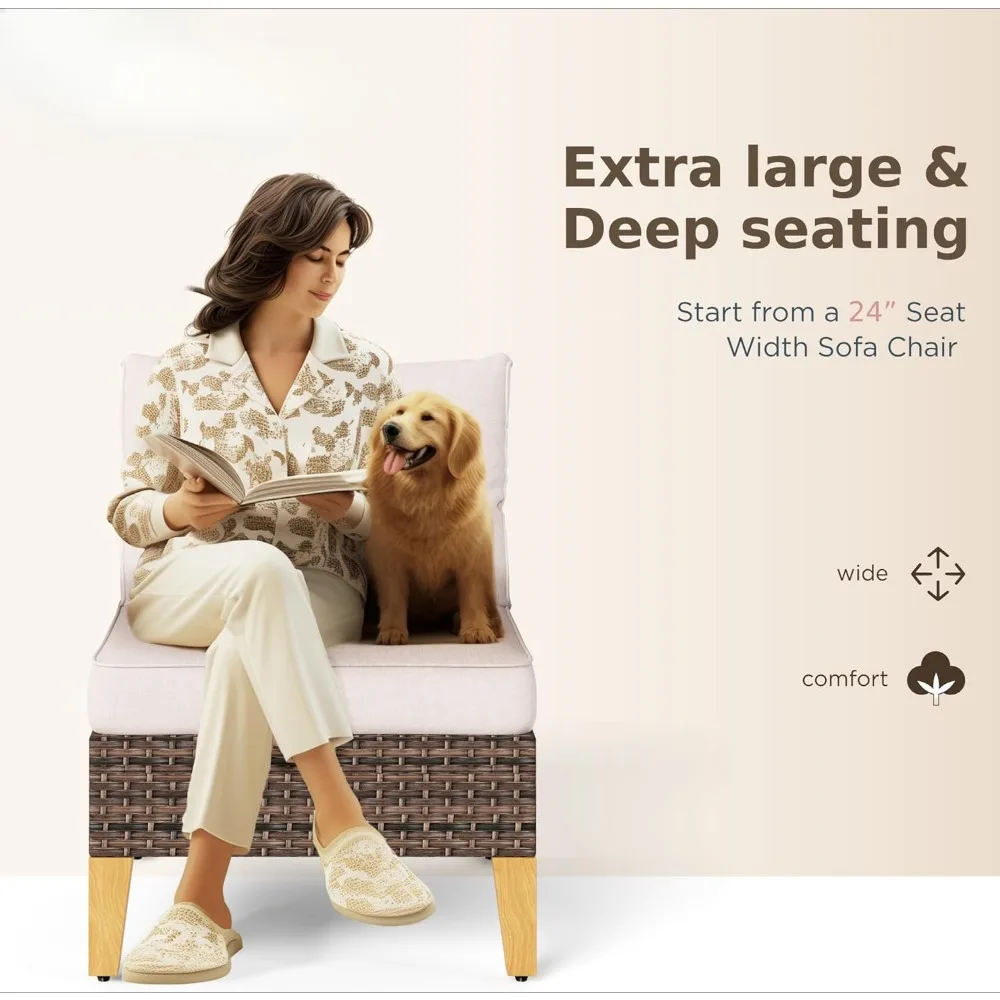 9-Piece Patio Furniture with Fire Pit Table Set Sectional Sofa Outdoor Oversized Waterproof Rattan Patio Set with Cushioned