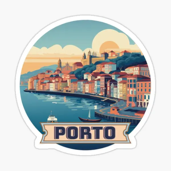 Pegatinas de piezas para botellas de agua divertidas, decoración artística de dibujos animados para pared de habitación, portátil, equipaje, parachoques de Anime para niños, Oporto Portugal, 5