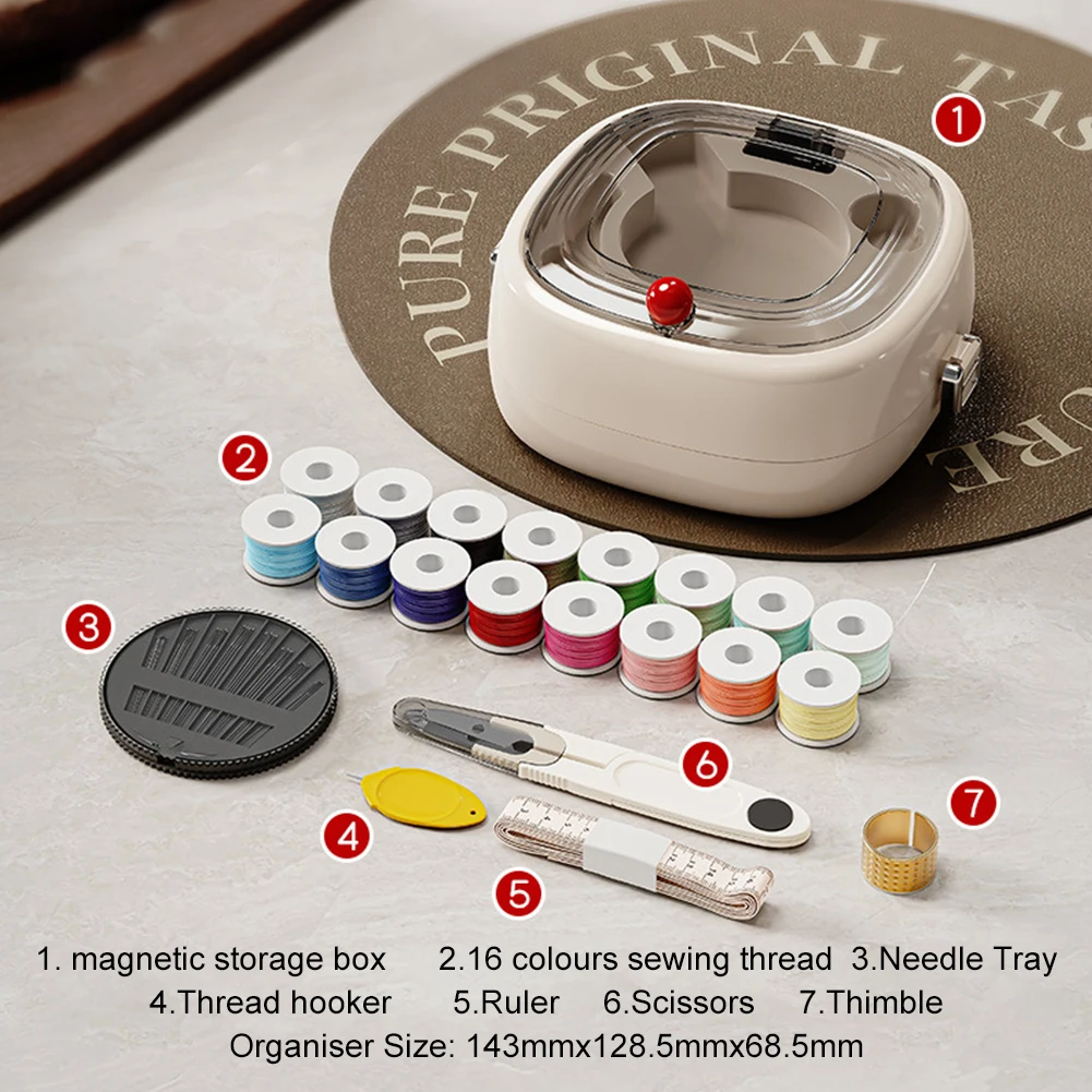 

Магнитный набор для шитья: многофункциональный комплект с нитками, иглой, нитевдевателем и ножницами, дорожный набор маленьких швейных инструментов для девочек