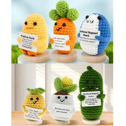 Positive Potato & Emotional Support Pickle Variety Pack with Stand (3 pc) Handmade Positive Crochet Vegetables Cute Decor