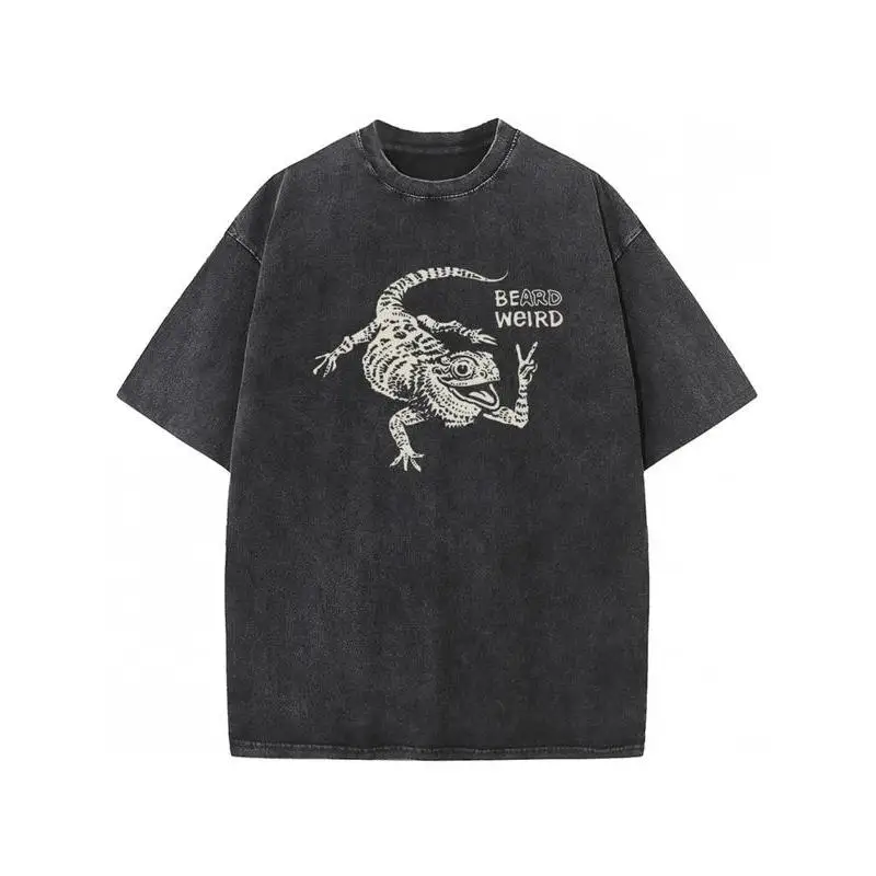 

Chameleon printed soft cotton T-shirt - casual round neck short-sleeved top - essential for summer, machine washable