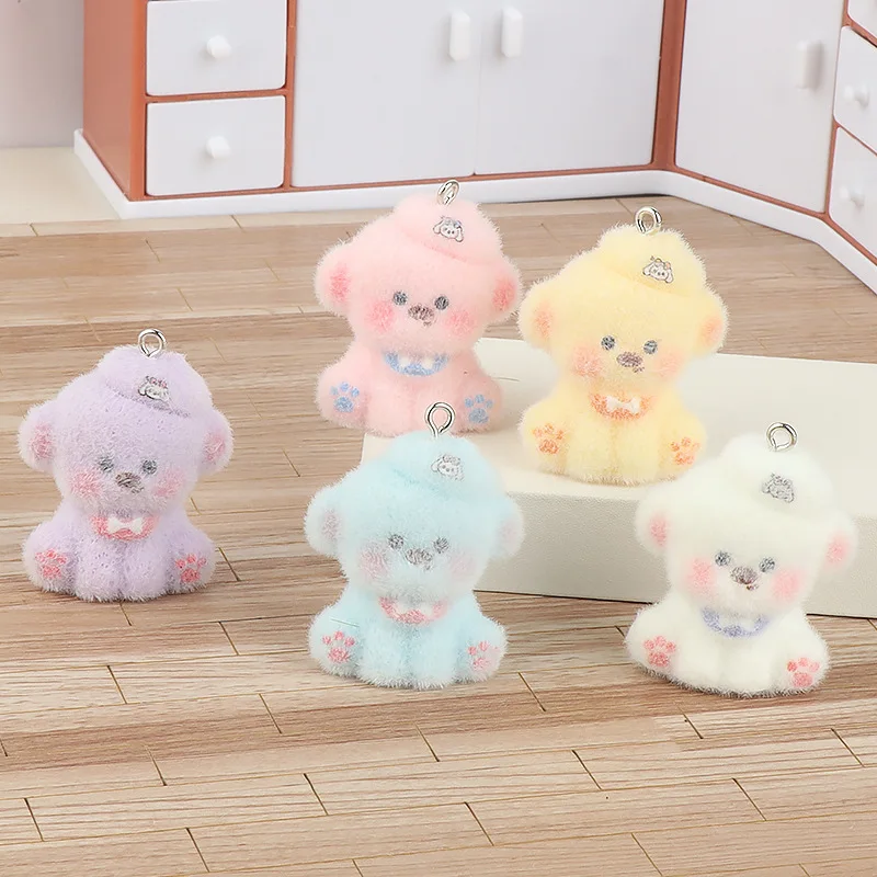 

10 шт., креативные смоляные флокированные украшения для щенков, подвески, подвески для изготовления ювелирных изделий, ожерелье для багажа, браслет, сумка, ювелирные аксессуары