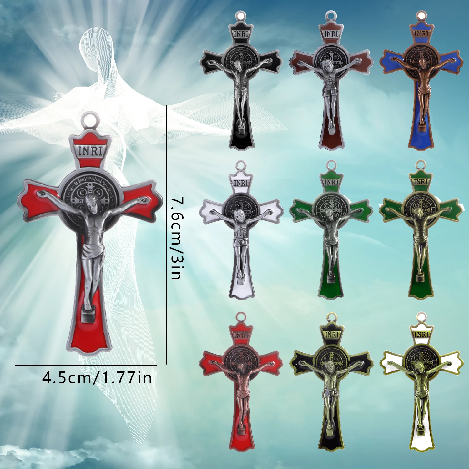 صليب سانت بنديكت متعدد الأنماط، قلادة يسوع المسيح، لوازم تزيين الصلاة الدينية