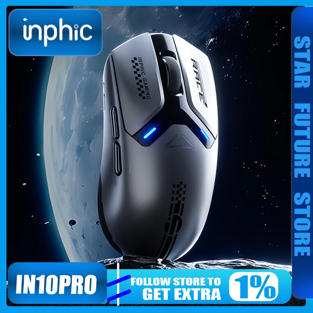 

INPHIC IN10 Pro 3-Mode Wireless Gaming Mouse PAW3395 8000Hz Polling Rate Lightweight for PC Gamers