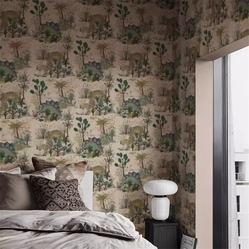 

Пользовательские обои с рисунком динозавра из мультфильма для детской комнаты, фото для спальни для девочек, мультяшная настенная бумага, наклейки для домашнего декора