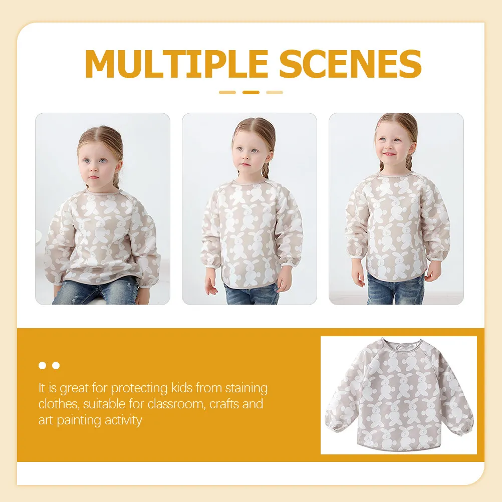 

Водонепроницаемый фартук-нагрудник для малышей с длинными рукавами, для рисования и еды, из полиэстера, прочный, легкий