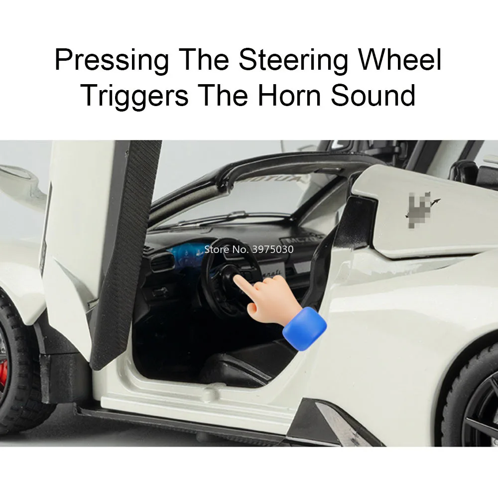 1:24 MC20 modèles miniatures jouets voitures avec son léger alliage moulé sous pression tirer véhicule pneus en caoutchouc Supercar garçons ornements cadeaux