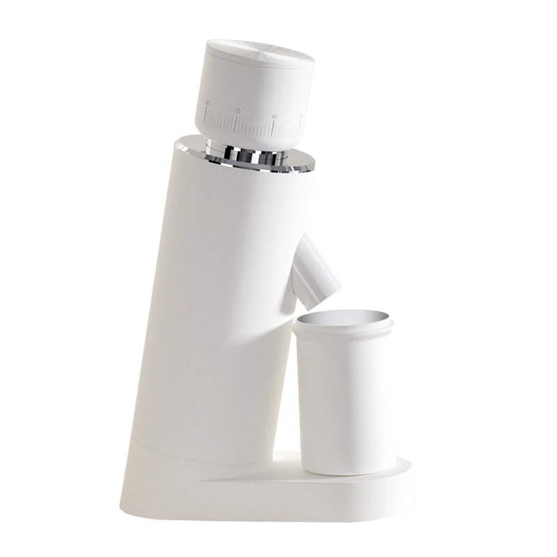 White Electric Coffee Grinder Single Dose 63mm Conical Burr Bean Grinder Machine For Espresso