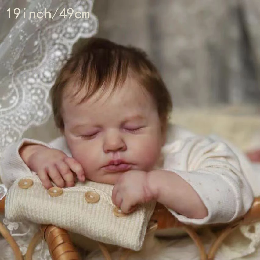 

19 inch/48cm Revival Doll, Realistic Soft Touch 3D Skin, Fine Painting, Handmade Hair Transplant, Vinyl Doll, Suitable as Children's Birthday, Christmas/New Year Gift