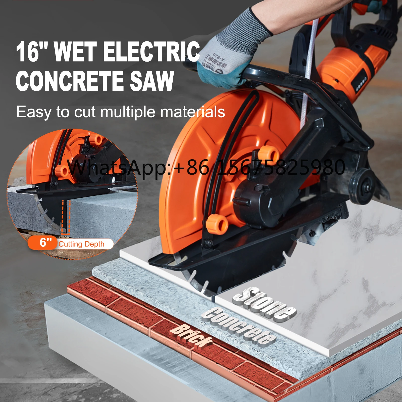 3200W Electric Concrete Circular Saw Wet Cutting Saw with 6