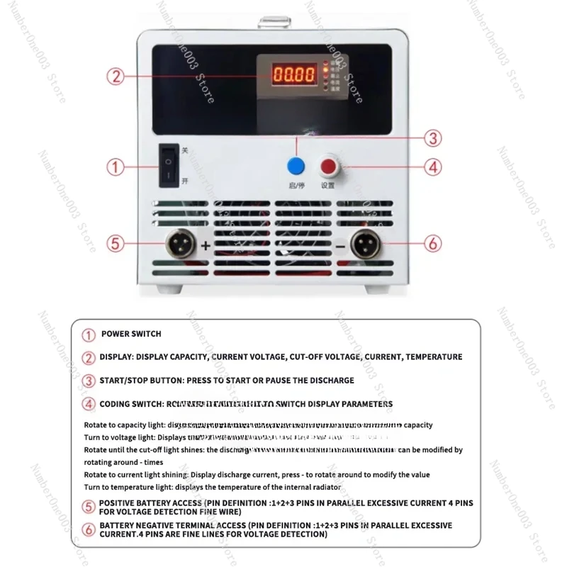 Electronic Load Battery Capacity Tester, Lithium Lead Acid Battery Capacity Tester, Charge and Discharge, 60A, 110V, 220V, 1600W