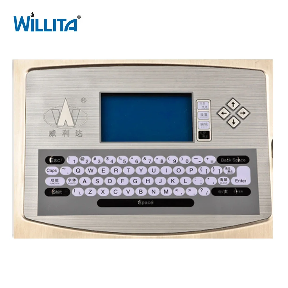 WILLITA Automatic Industrial CIJ Continue Inkjet Printer Online Printer for Code Number Date Plastic Pipe Bottle PVC ID Card