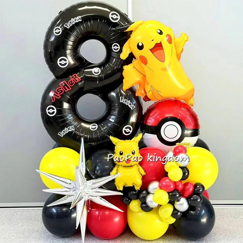 Niedliche Pikachu-Ballons Cartoon-Folienballons Geburtstagsparty-Deko-Set Kinder-Babyparty Feier-Party-Zubehör