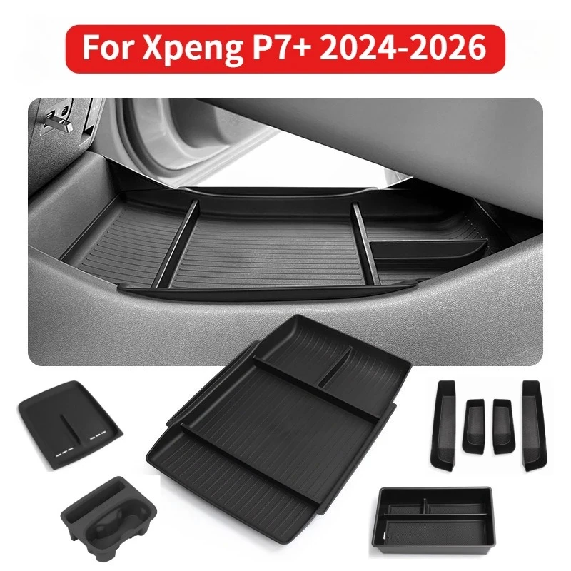 Image of Für Xpeng P7+ 2024-2026 Auto Mittelarmlehnen-Aufbewahrungsbox Kabelloses Laden Silikon-Pad Untere Aufbewahrungsbox Ablage Auto-Zubehör