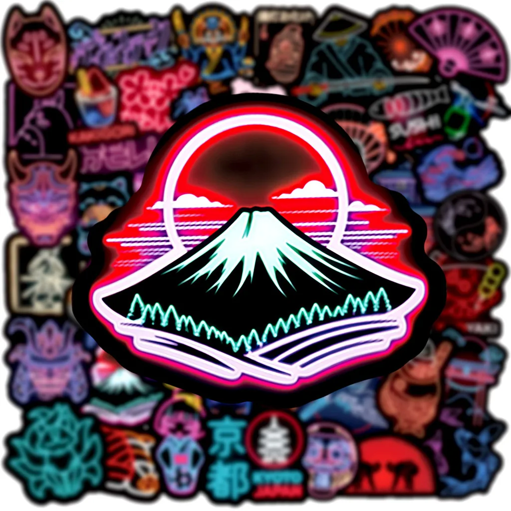 Adesivos japoneses neon 50 peças atacado-decoração criativa à prova d'água para notebook, bagagem, skate, gravaçãoYourLife Store