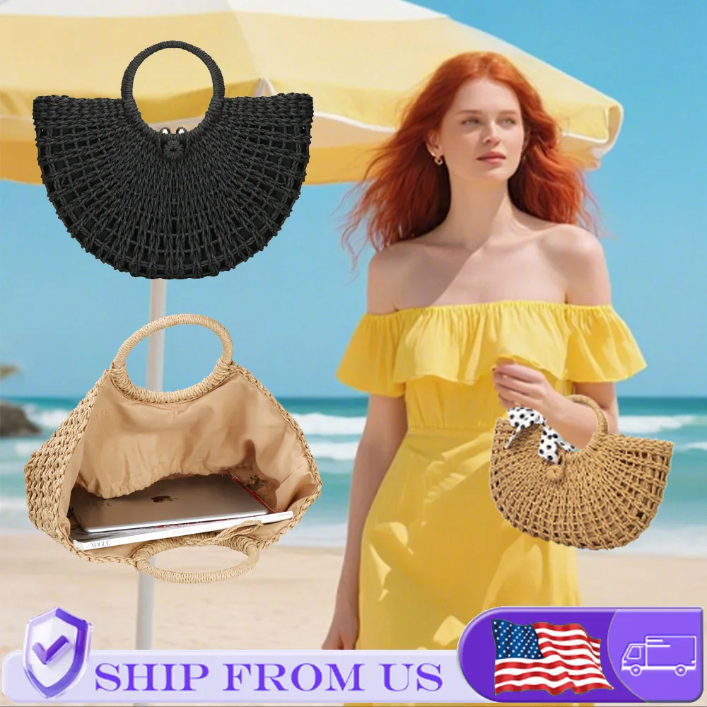 Large Capacity Summer Handmade Straw Weave Bags For Women Ha