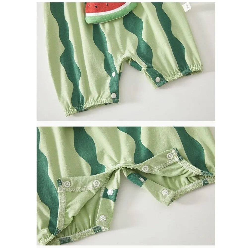 Sweet Watermelon Printed Rompers Loose-Fitting Non-Sticky One-Piece Outfits Clothing for