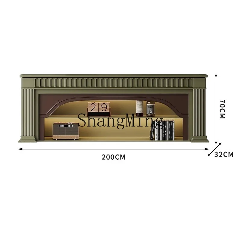 

ZHB cream wind fireplace decoration small apartment retro living room side cabinet fireplace entrance cabinet