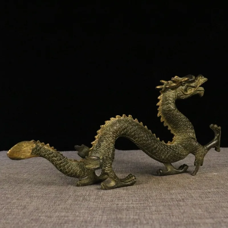 Antiqued pure twelve zodiac dragon ornaments for attracting wealth and protecting the home, copper craft decorations, off
