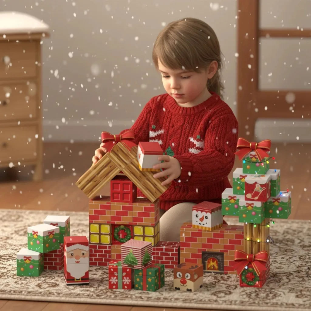 Bloques de construcción magnéticos de Navidad DIY, adornos navideños para niños, bloques de modelismo, juegos para niños, juego de Navidad, bloques magnéticos de nieve