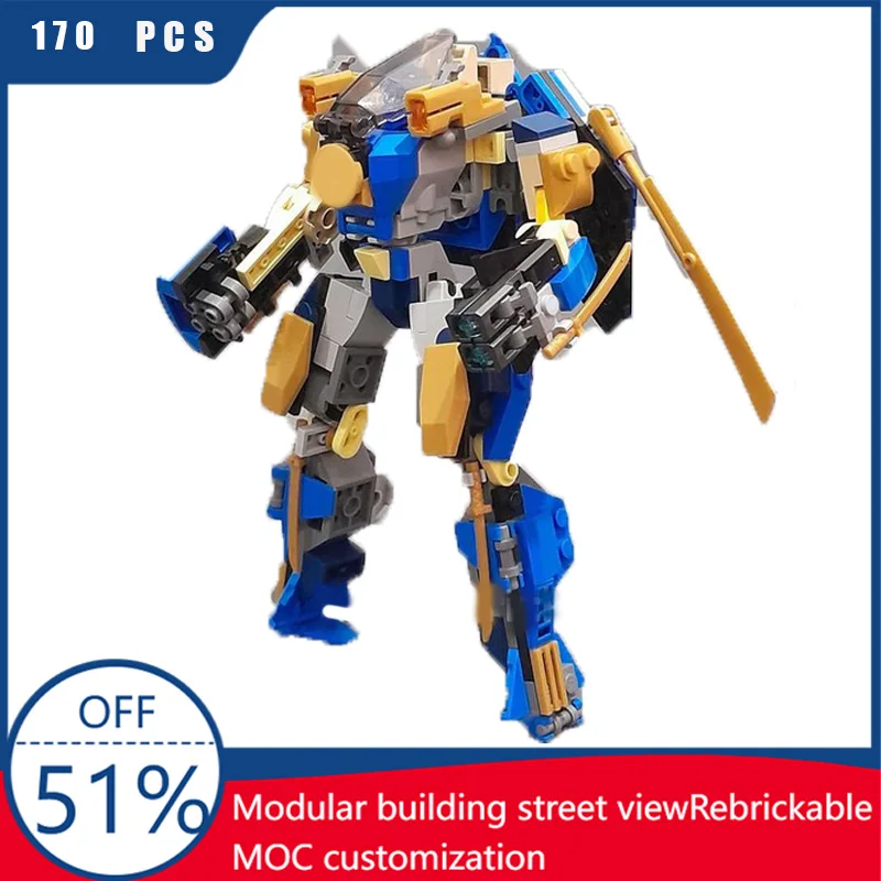 

170 PCS MOC Famous Character Blue Cool Mech Modular Building Blocks Model Children DIY Educational Assembly Toys Christmas Gifts