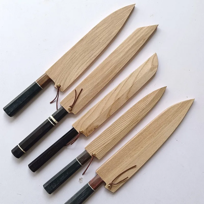 Solid Wood Saya Knife Sheath Pin Lock Type Without Magnet for Yanagiba Kiritsuke Gyuto Japanese Sashimi Chef Knife Blade Guard