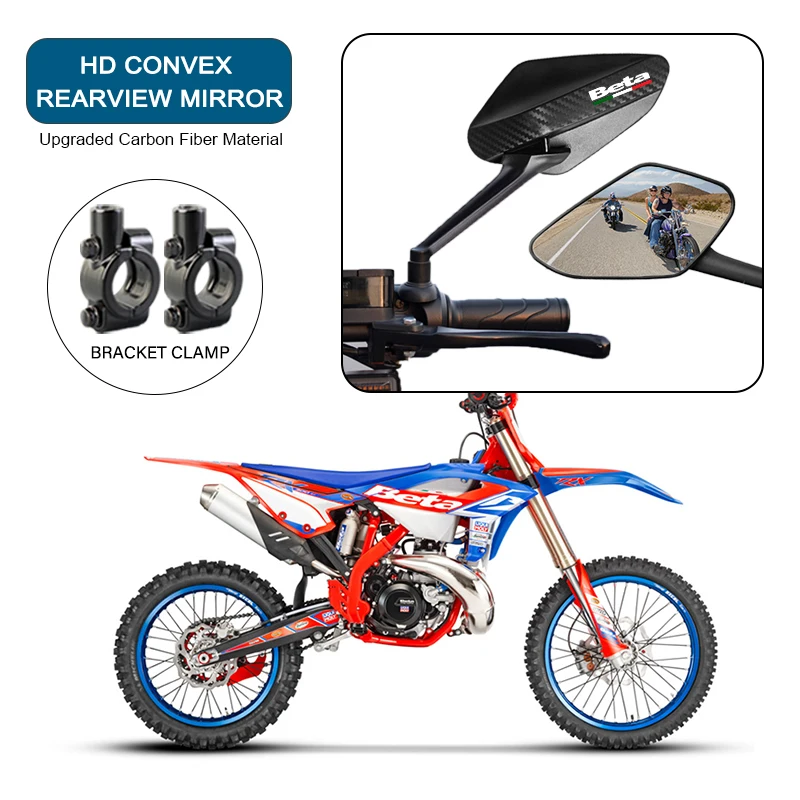 

Регулируемые мотоциклетные зеркала с антибликовым покрытием HD Vision, противоударный материал для Beta Evo 250 Junior Senior RR 125 480 2T SM 4T Enduro