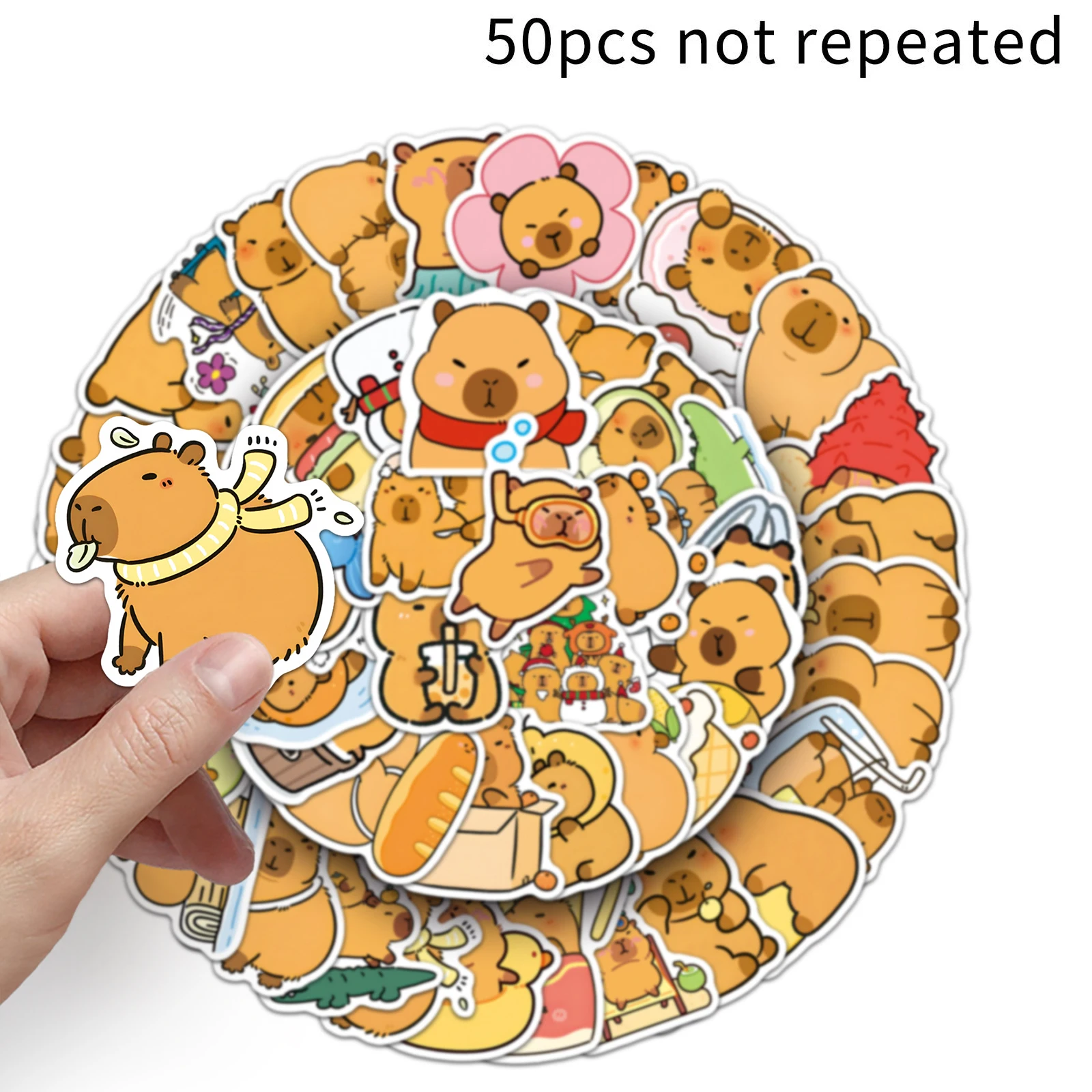 50 PCS Funny Capybara Waterproof Stickers Capybara Stickers Waterproof Capybara Stickers for Adults Teens Kids Phone Case Guitar