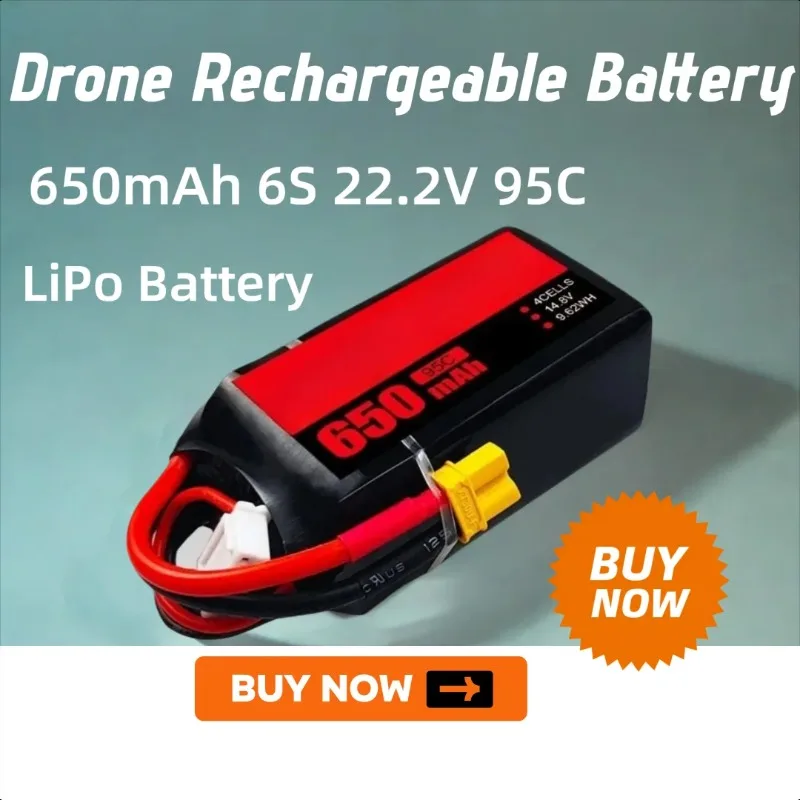 

XT30 650mAh 6S 22.2V 95C LiPo Battery for RC Quadcopter Helicopter FPV Racing Drone Rechargeable Battery