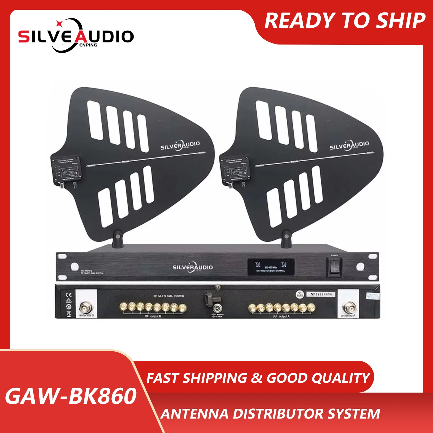 GAW-BK848 8 Channel Antenna Distribution System 8 Sets Receiver 500-950Mhz Active Directional antenna uhf wireless microphone